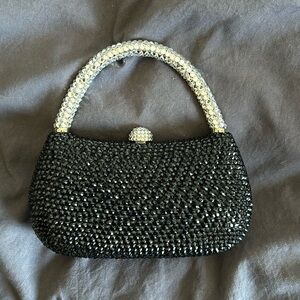 Letty Studded Crystal Clutch Evening Bag with Hidden Chain Strap